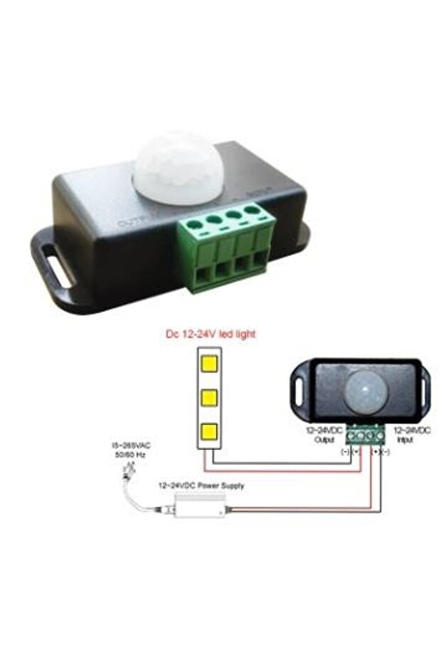 12V 24V DC Hareket Sensörü Pır Dedektör Hareket Sensörlü - 2