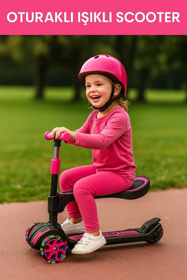 Seat Scooter Lighted 3 Wheel Combo Scooter Age 3+