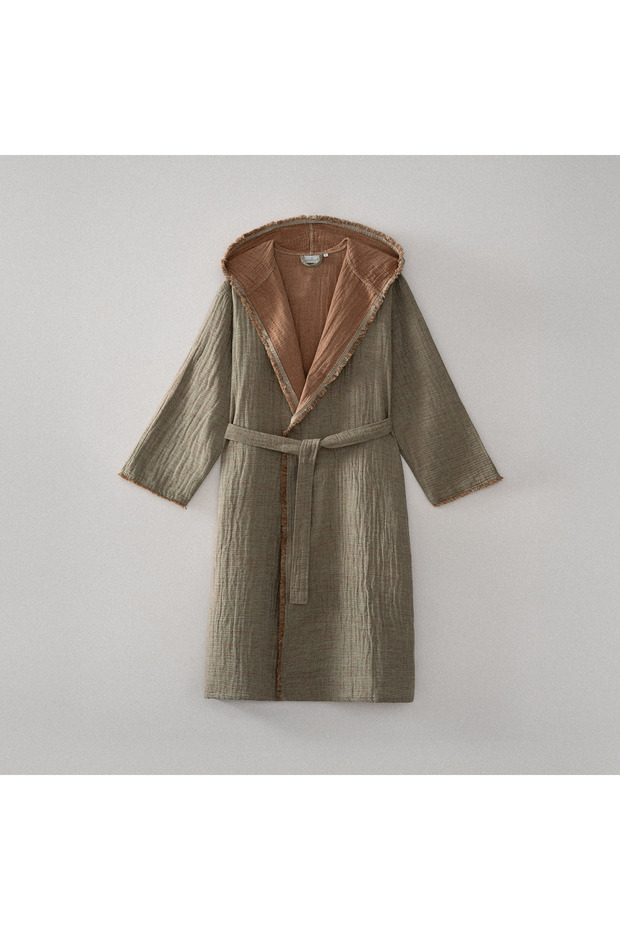 Muna Men's Bathrobe 100% Organic Cotton Inject Green-Terra
