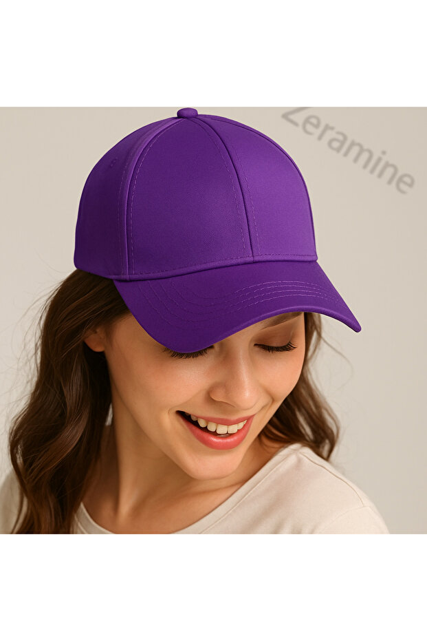Unisex Ayarlanabilir Spor Şapka Kep Mor Şapka - 4