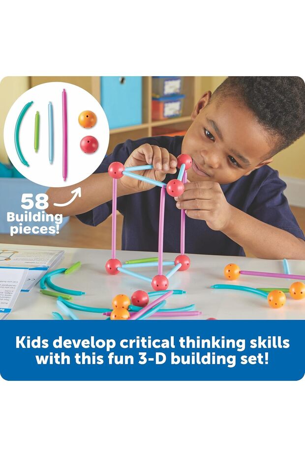 STEM Explorers Geomakers - 58 Pieces, 10 Building challlenges, Ages 5+ STEM Toys for Kids - 3