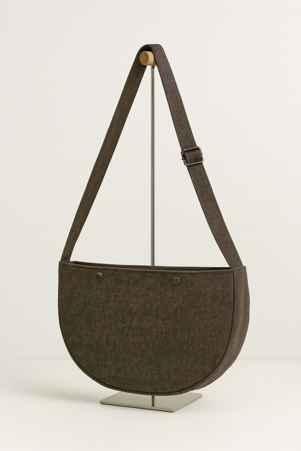 Pars Hurkel XL Shoulder Bag 44X28Cm Canvas Woven Fabric Large Volume Bag with Double Layer Inner Pocket