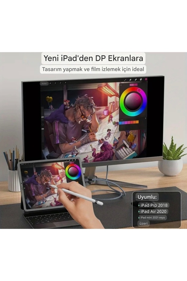 1-Metre Type-C To Displayport Dp 1.4 8K+4K Çevirici Kablo Ce Lisanslı Hasır Orgülü Sağlam Kablo - 7