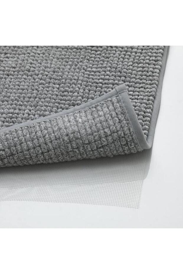 Mikrofiber Banyo Paspası Açık Gri Renk 60x120 Cm MeridyenDukkan Yumuşak Banyo Halısı Ultra Emici - 1