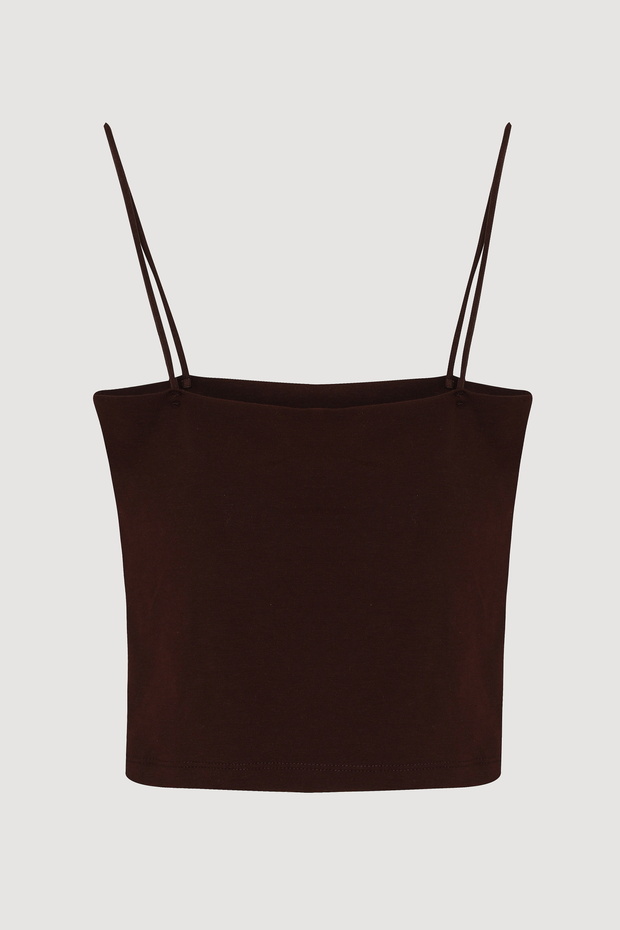 Modal Askılı Crop Basic Atlet Kahverengi - 2