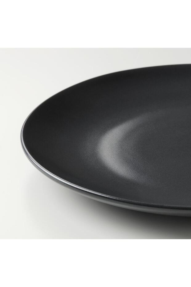 4 Adet Tabak Seti Mat Koyu Gri-Antrasit Renk 26 cm, 4 Adet, Stoneware Yuvarlak Tabak Seti - 3