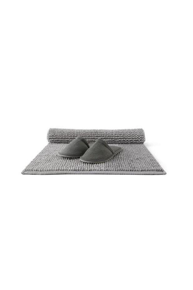 Mikrofiber Banyo Paspası Açık Gri Renk 60x120 Cm MeridyenDukkan Yumuşak Banyo Halısı Ultra Emici - 4