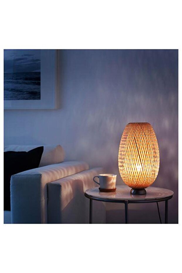 Bambu Natural Abajur 40 Cm Bambu Örgü Oval Abajur - 2