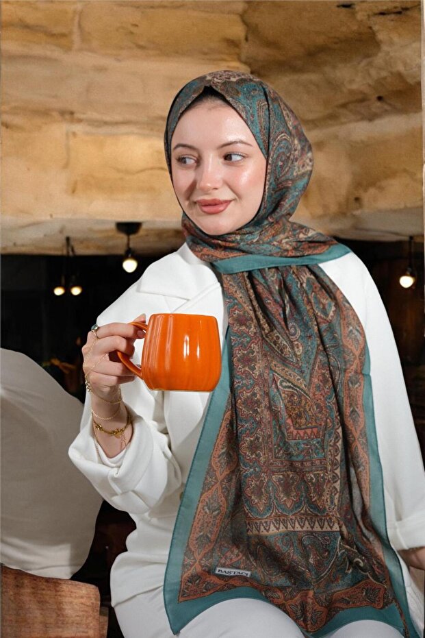 شال باستي أخضر عميق من Soft Ethnic 0181 - 5