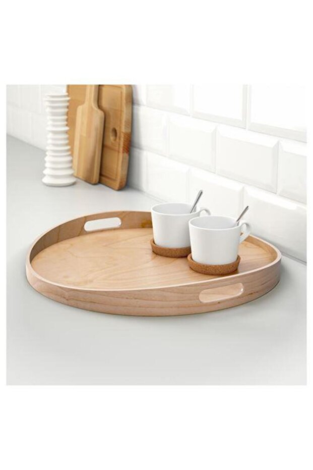 صينية خشب البتولا الصلب بورنيش شفاف 44 سم - 4