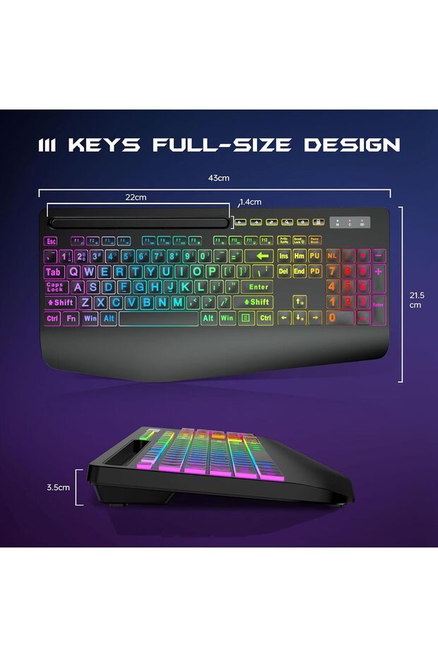 Garlo Wireless Keyboard and Mouse Combo, Membrane Silent Gaming Keyboard with Mechanical Feeling - 7