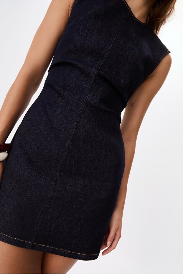 Denim kısa elbise - 4