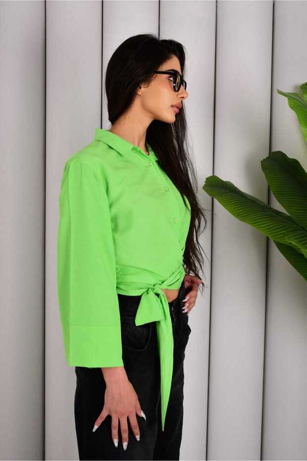 İspanyol Kol Beli Bağlamalı Gömlek - 4
