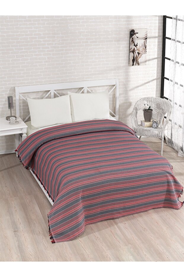 Cotton Burgundy Bed Sheet and Elastic Bed Sheet Pique Set 200X230