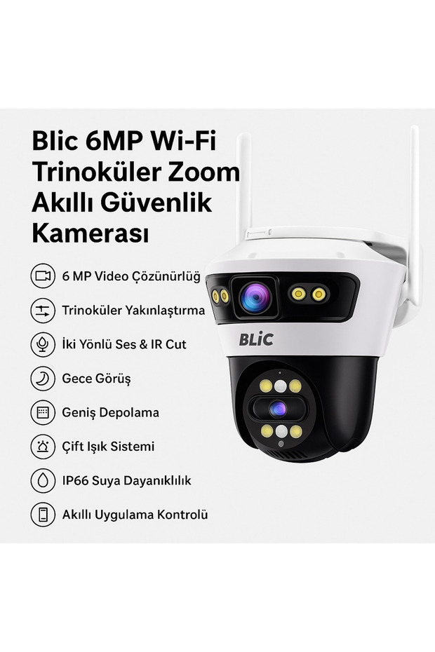 6MP Wi-Fi Trinoküler 3 Lensli 8XZOOM Dış Mekan Gece Görüşlü Akıllı Ip Güvenlik Kamerası - 4