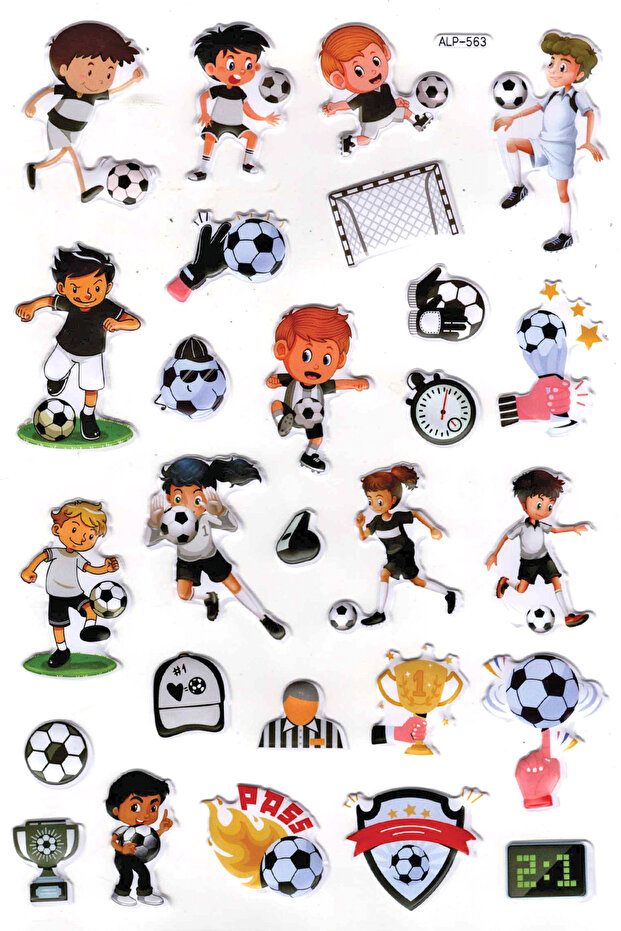Sticker Embossed A4 Size Sticker Notebook, Planner Sticker-(Lim563) - Black and White Football