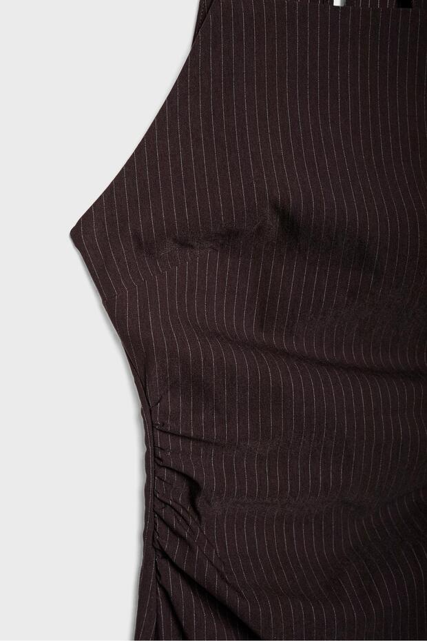 Çizgili halter midi elbise - 7