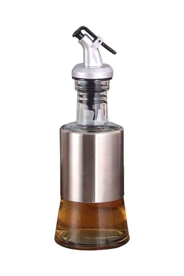 Kitchen BBQ Camping Oil Bottle Dispenser Silver/Clear 200ml