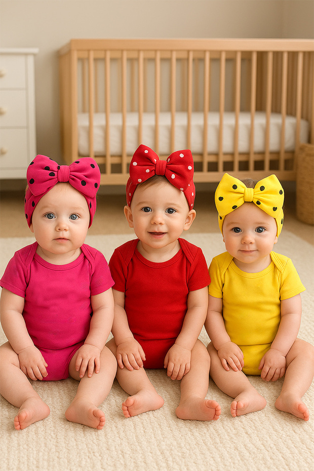 Baby Double Layer Bowknot Bonnet Bandana 100% Cotton, Compatible with Newborns and 0-12 Months Skin-Friendly S