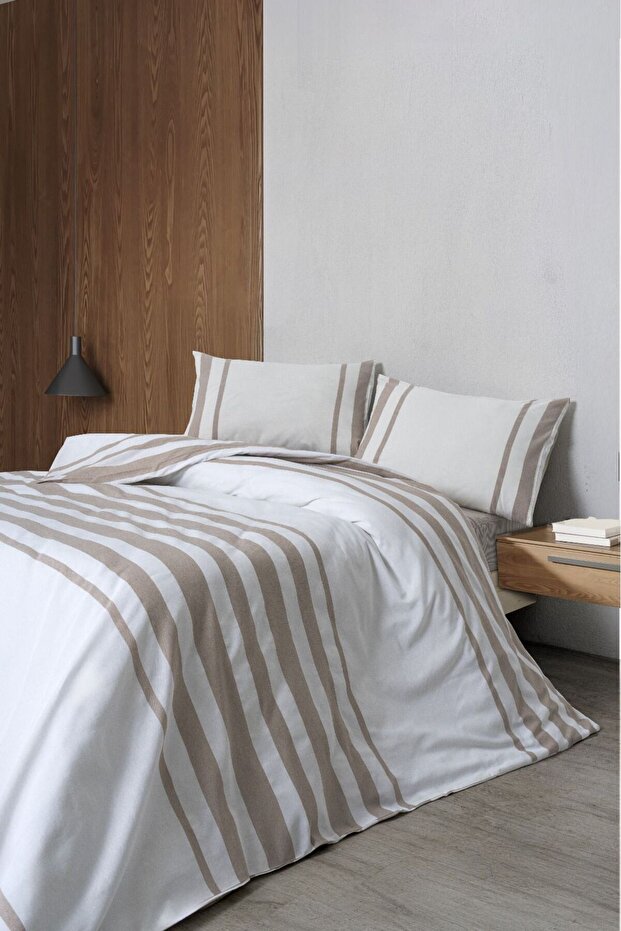 100% Cotton Striped Double Duvet Cover Set (200X220Cm)