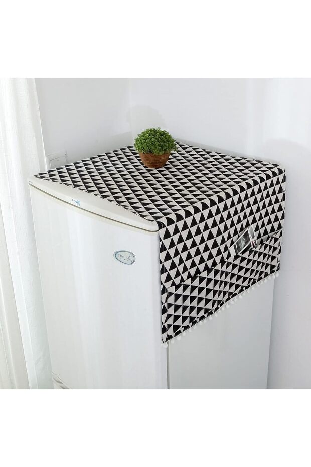 Fridge Dust-Proof Cotton Cover |Black Pattern