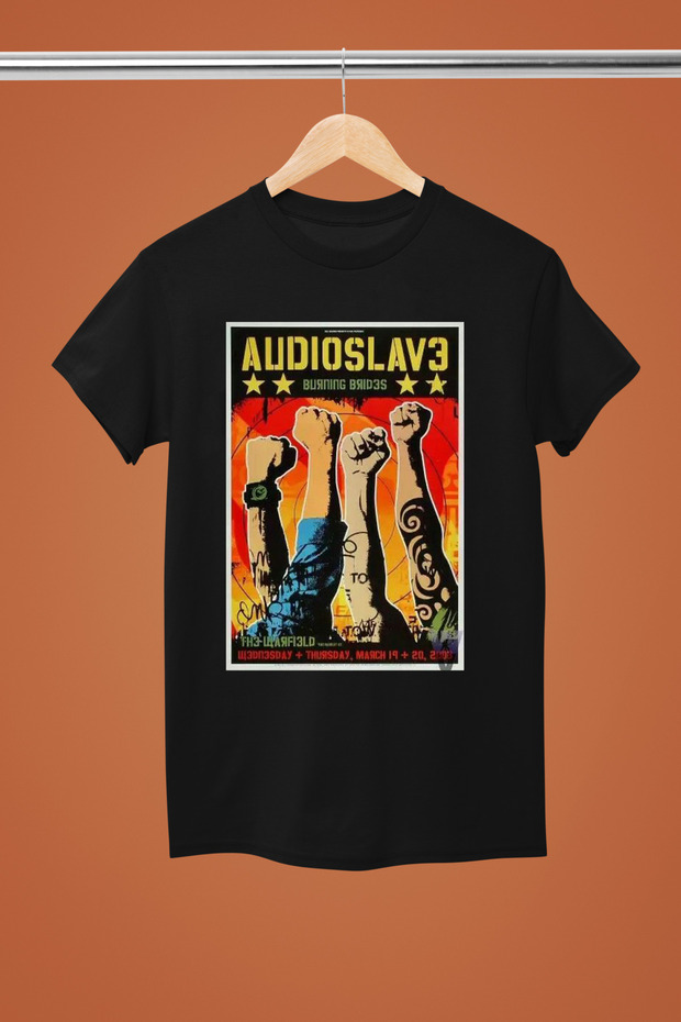 تيشيرت ROCK بأكمام قصيرة من القطن مطبوع من AUDIOSLAVE