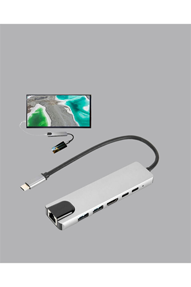 Hn-Shop 4K HDMI Output, Usb‑C Multi‑Port Hub with Gigabit Ethernet - 5