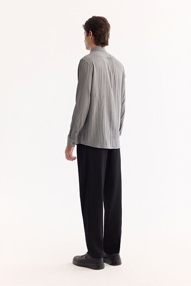 Erkek Regular Fit Gri Alttan Biritli Soft Touch Gömlek A52Y2055 - 4