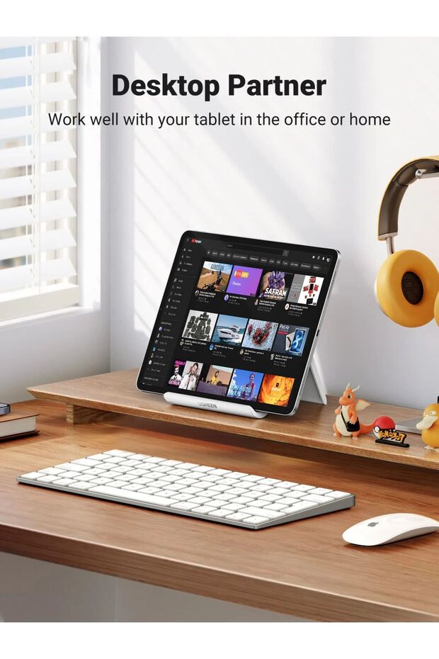 حامل تابلت قابل للطي - حامل تابلت عالمي قابل للتعديل، أبيض - 3