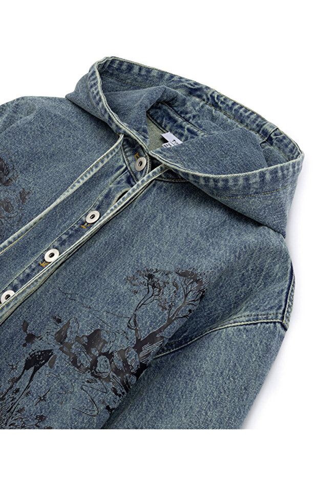 GÖRSEL BASKILI JEAN CEKET - 4