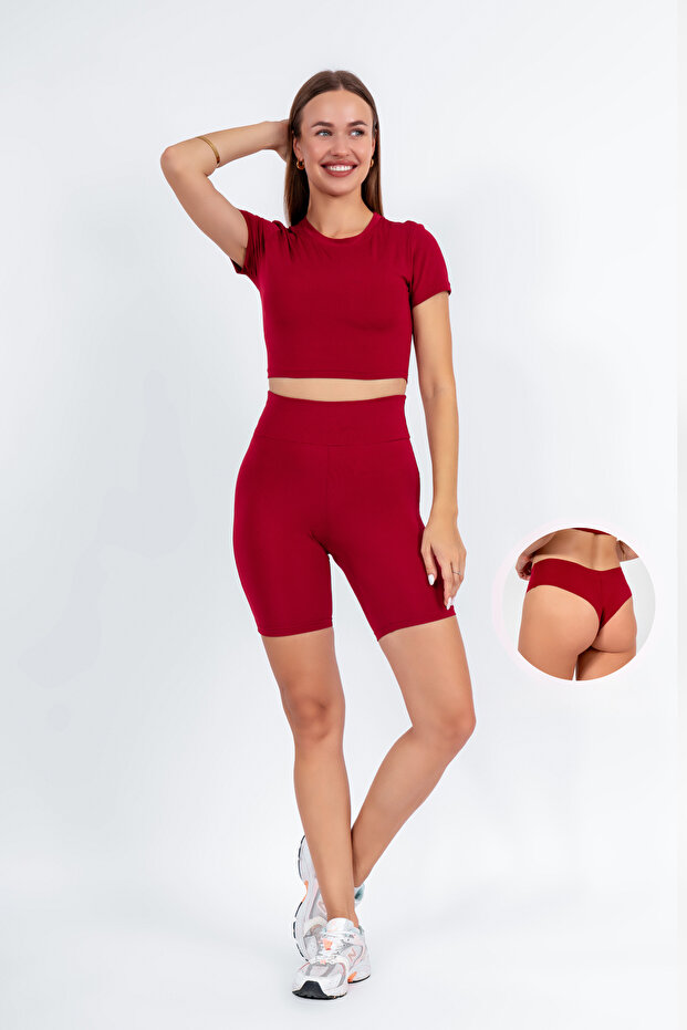 High Waist Short Leggings and Seamless Panties 2-Piece Set