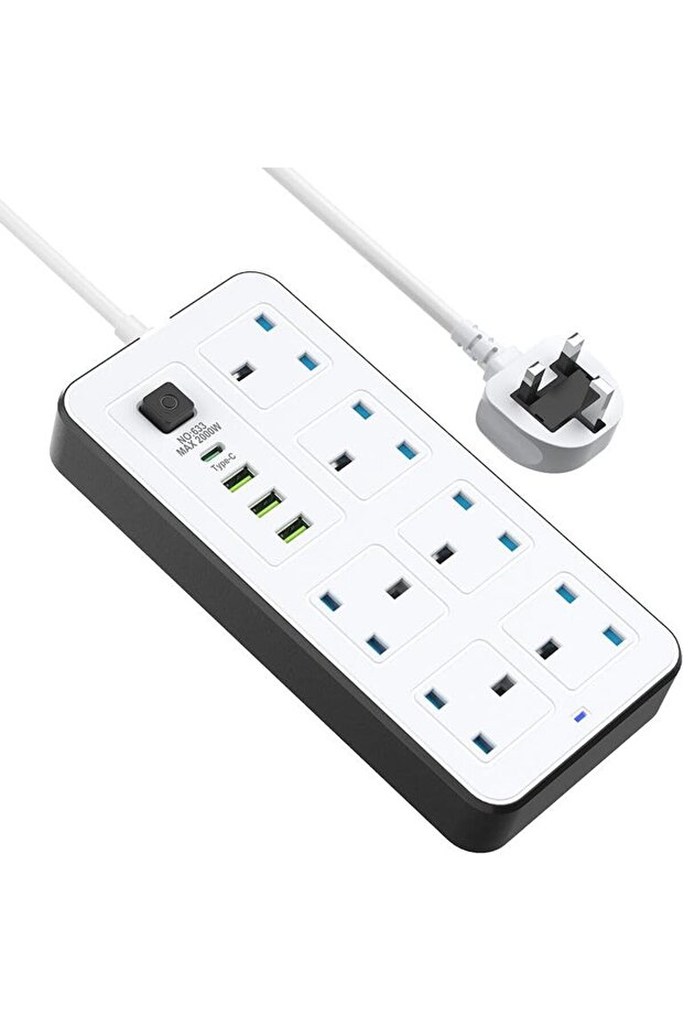 مقبس طاقة 5 أمتار مع 6 منافذ + PD + USB - 1