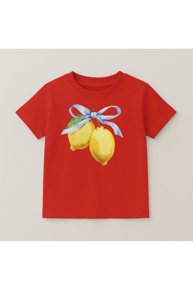 Lemon Crew Neck 100% Cotton Printed Short Sleeve Children's and Teenage T-Shirt