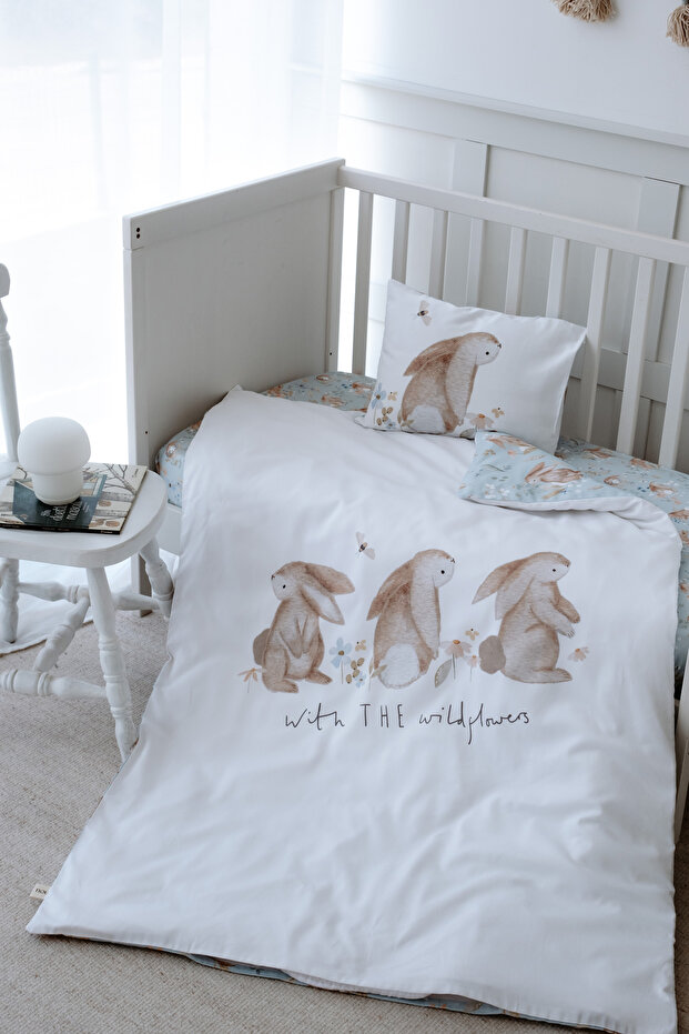 Rabbit Garden Baby Bedding Set with Sheets (100X150 - 35X45 - 70X130) -Rabbit Garden
