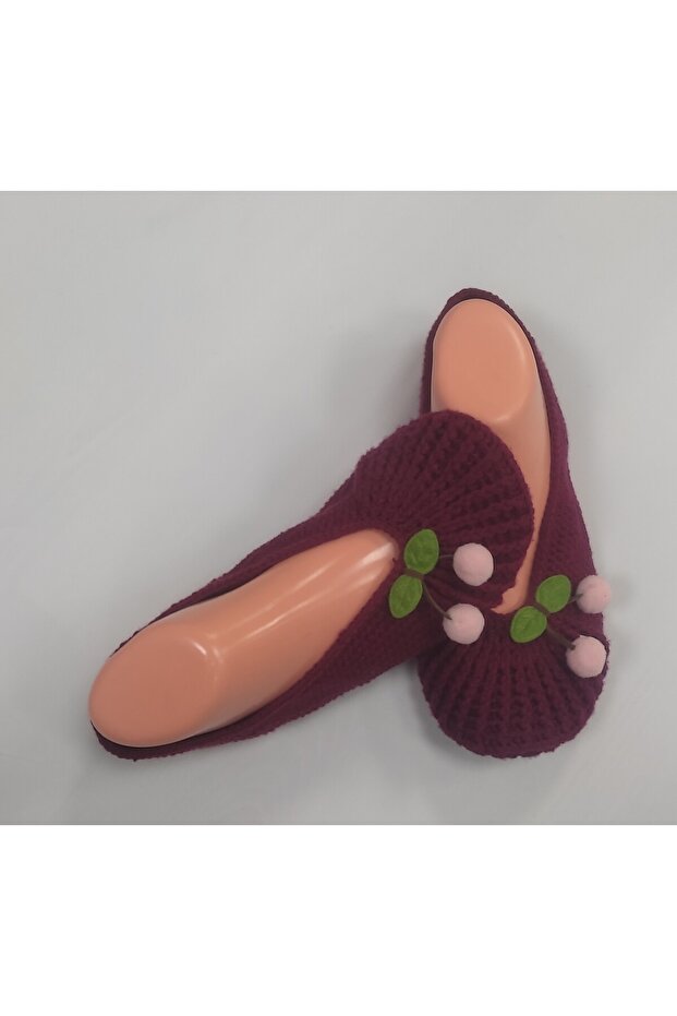Hand-Knitted Ballerinas with Cherry Details