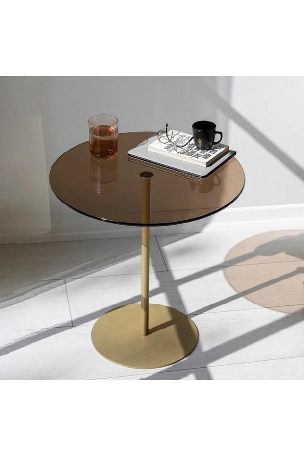 طاولة جانبية 40×55 سم - ذهبي وبني - 1