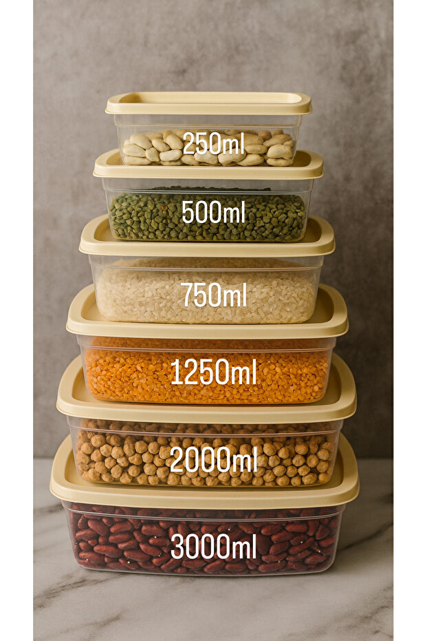 Set of 6 Rectangular Food Storage Containers Suitable for Microwave and Deep Freezer Multi-Purpose Storage Set - 1