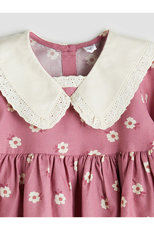 Shining Store'dan Işıltılı Seçimler | Bebe Yaka Çiçekli Kız Çocuk Elbise - 3