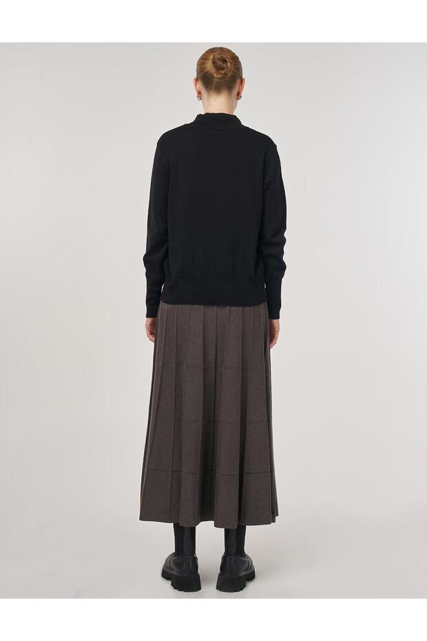 Basic Viskon Triko Kazak Siyah - 4