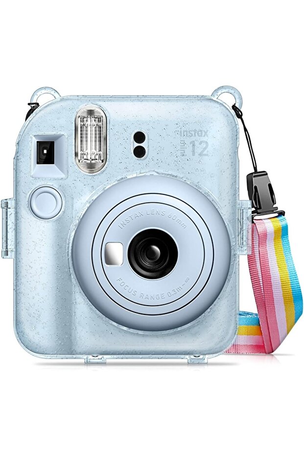Transparent Hard Camera Case for Fujifilm Instax Mini 12 Instant Camera Cover with Adjustabl