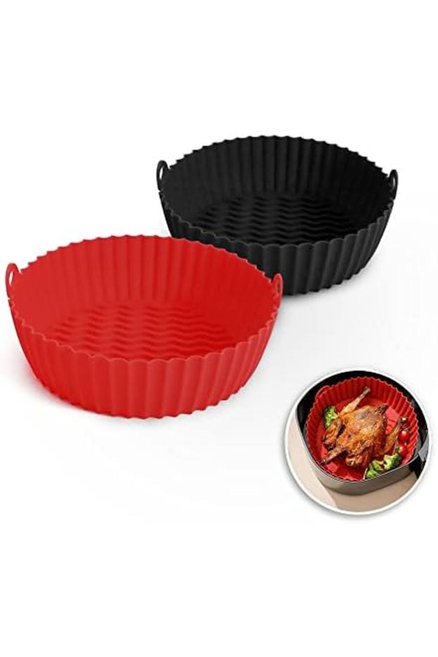 Silicone Air Fryer Liner 8.5inch [Pack of 2] Reusable Air Fryer Silicone Basket Heat Resista