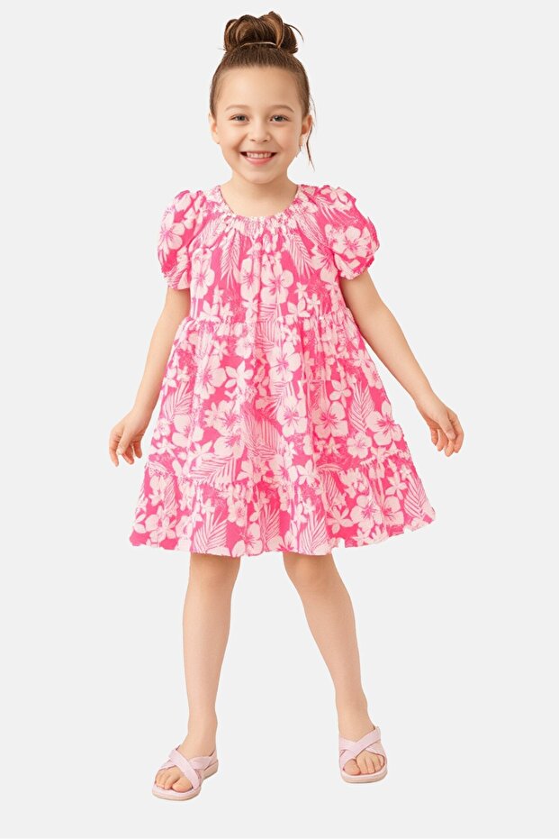 Kids Girl Floral Print Dress, Multicolor