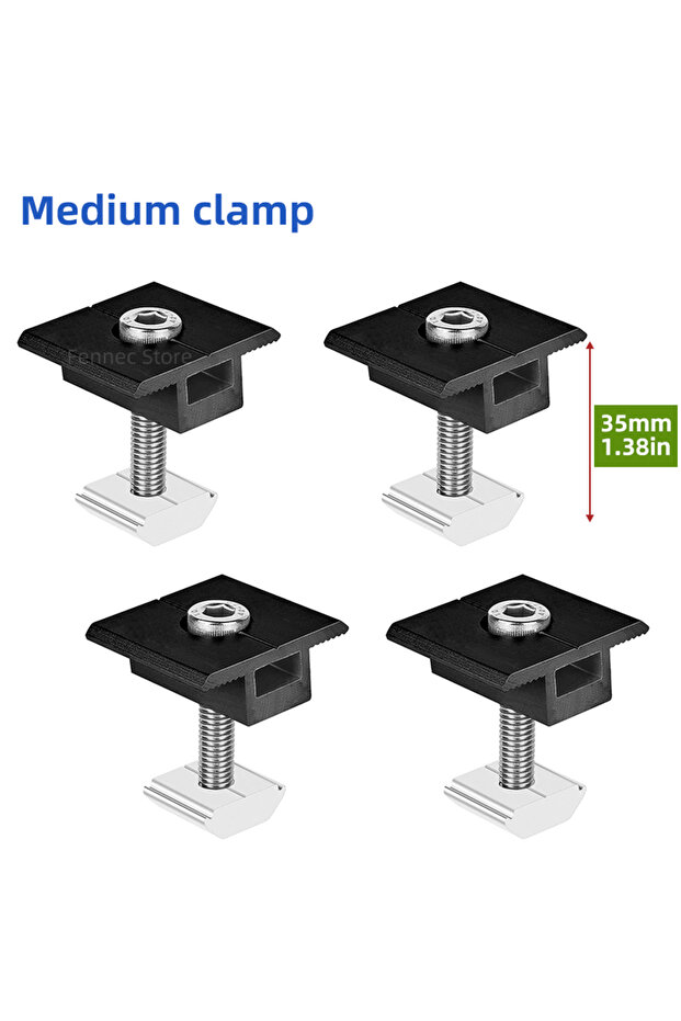مشبك تثبيت للألواح الشمسية قابل للتعديل من النوع B-4PCS-35MM، مشبك طرفي ووسطي للألواح الكهروضوئية