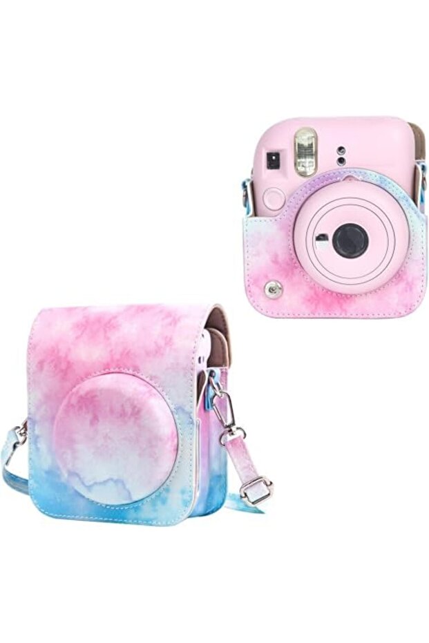 Faux Leather Camera Case for Fujifilm Instax Mini 12 Instant Camera Adjustable Shoulder St