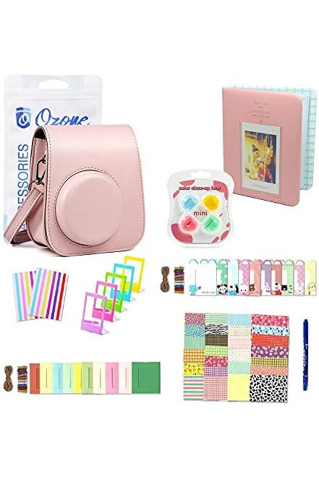 Fujifilm Accessories Set, Instax Mini 11 Case PU Leather with Strap With Accessories -Pink