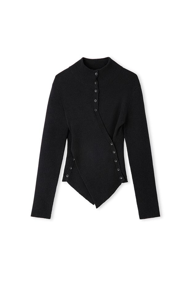 Asimetrik düğmeli triko - 3