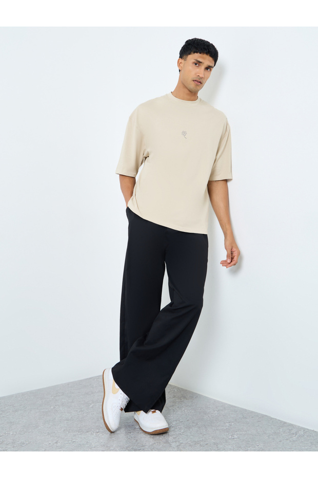 بنطلون مطوي كبير الحجم مع رباط - 2