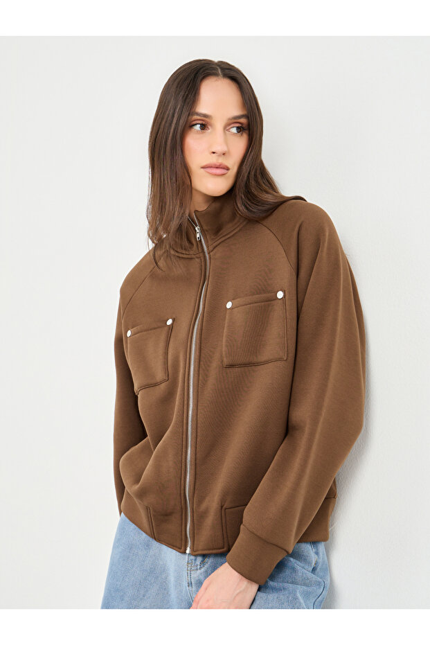 Regular Length Oversized High Neck Bomber Jacket - 4