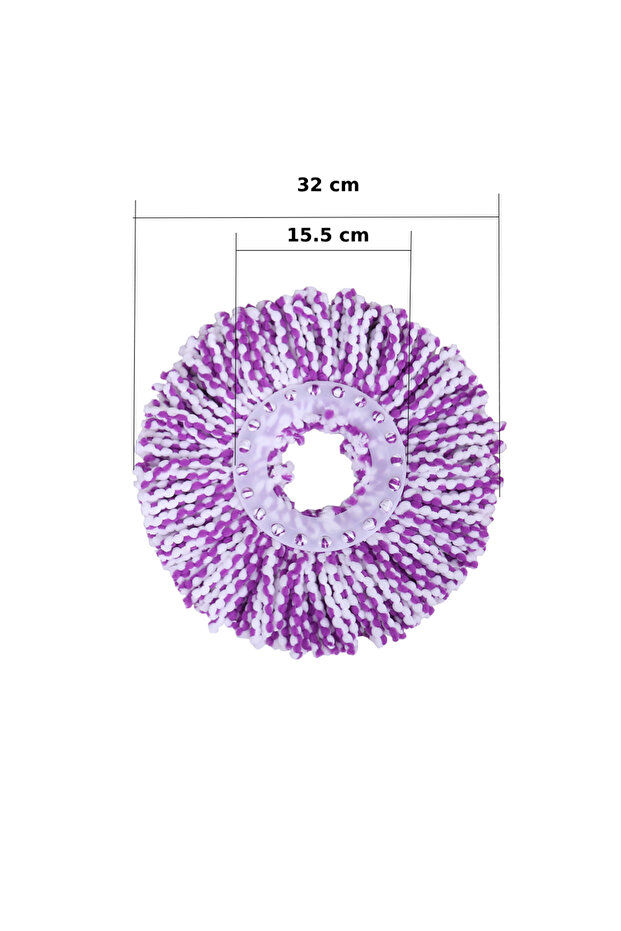 Set of 2 white and purple mop refills for rotating head with a diameter of 16 cm, mop outer diameter 32 cm - 5