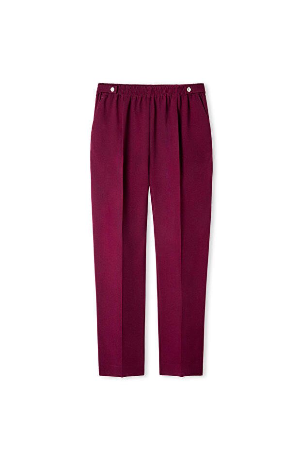 Elastik bel düğmeli pantolon - 3